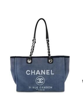 Chanel Canvas Small Deauville Tote Blue #305008C18B